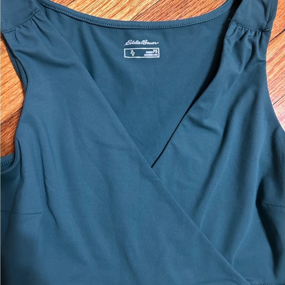 Eddie Bauer Aster 7 Day Crossover Waist Dress Moisture Green Size Small Petite - Picture 6 of 10